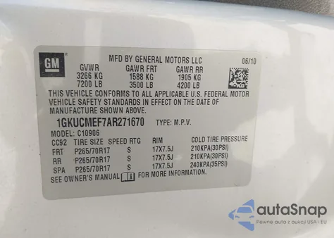 2010 GMC Yukon Xl 1500 Denali from USA, damaged, VIN 1GKUCMEF7AR271670